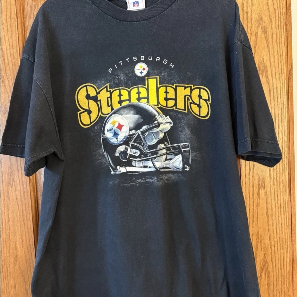 Vintage 90s Y2K Pittsburgh Steelers Big Helmet Graphic Tee T Shirt Sz XL Faded